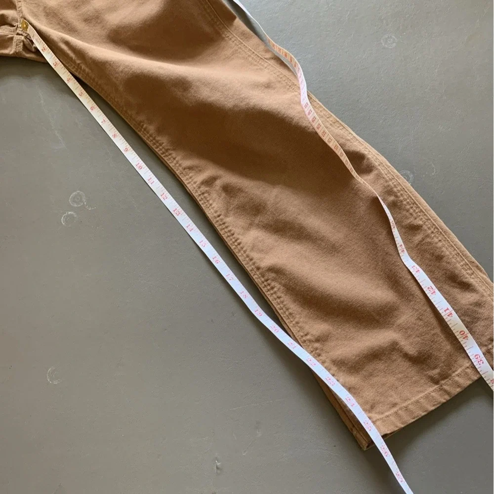 Carhartt Youth Size 12 Pants Carpenter Tan Brown Adjustable Waist Pockets Canvas